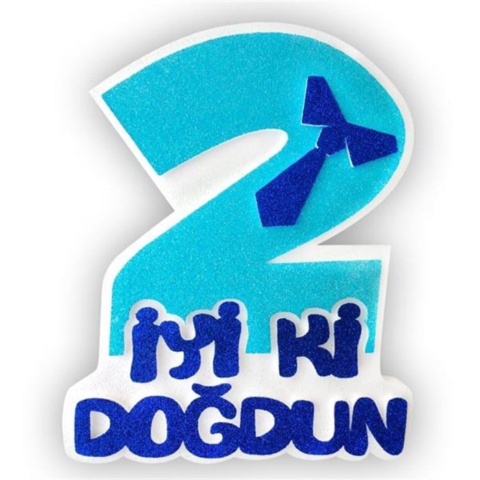 2 Yaş Doğum Günü Mavi Köpük Süs