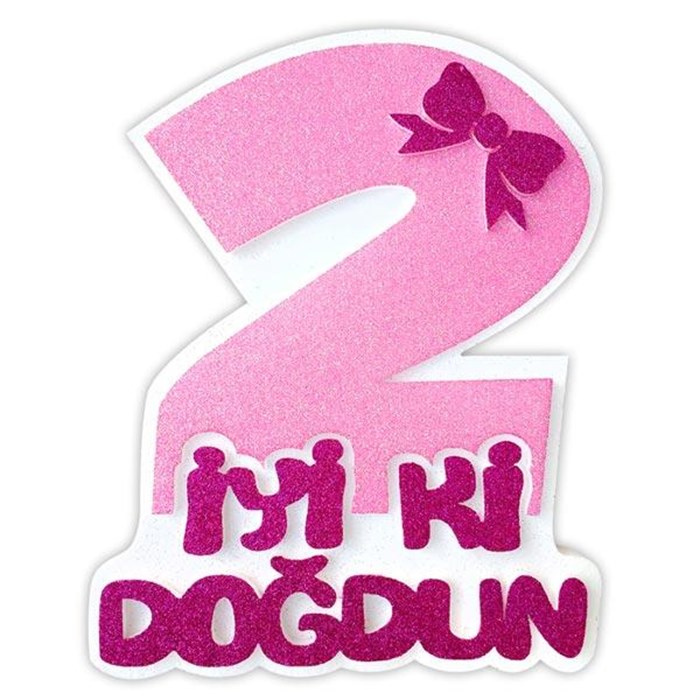 2 Yaş Doğum Günü Pembe Köpük Süs