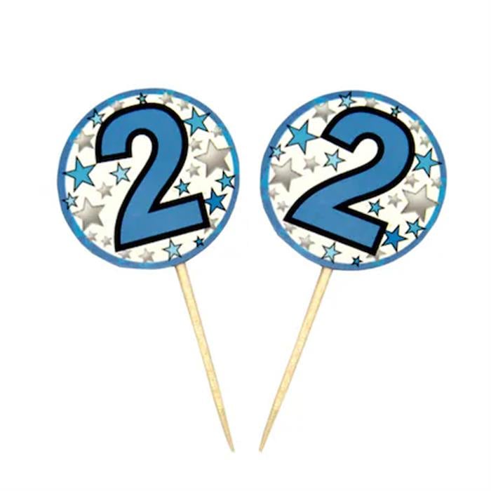 2 Yaş Erkek Temalı Mavi Kürdan 20 Adet