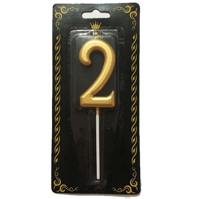 2 Yaş Işıltılı Altın Mum 9 cm