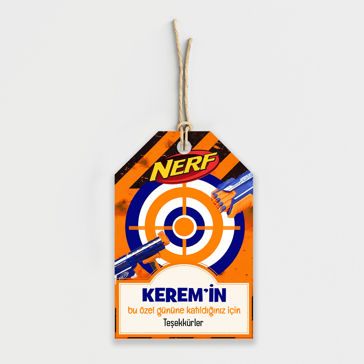 Nerf Temalı Kişiye Özel Teşekkür Kartı 8'li