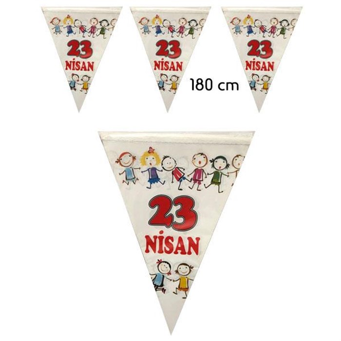23 Nisan Bayramı Temalı Üçgen Flama Set - 180 cm