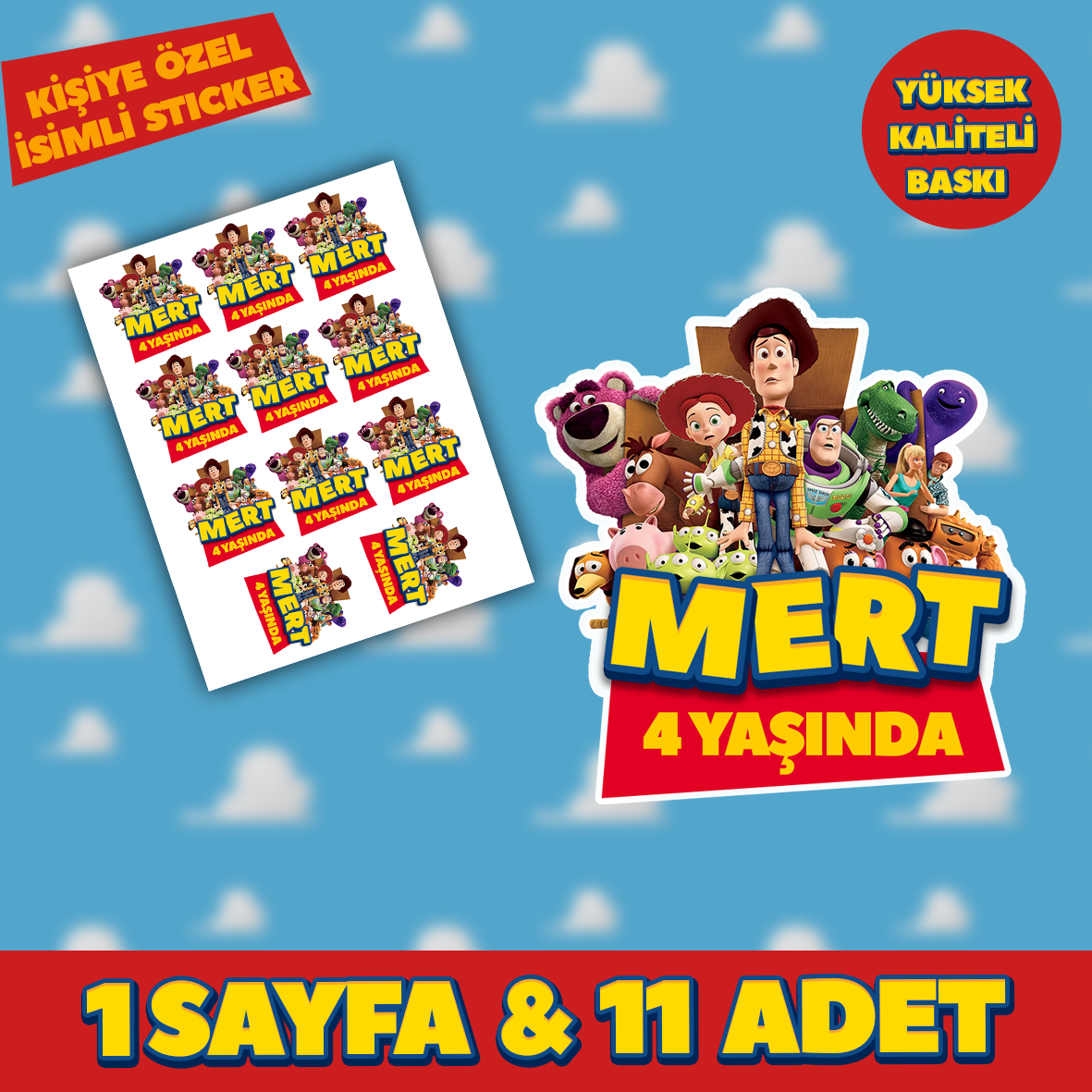 Kişiye Özel İsimli ToyStory Sticker-6 cm