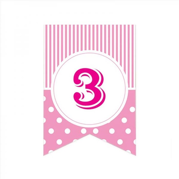 3 Rakam Puantiyeli Pembe Afiş