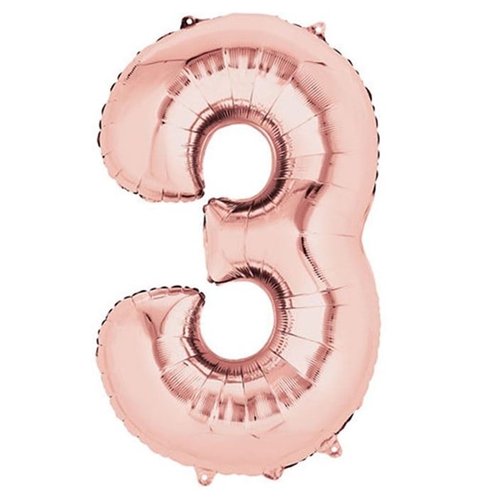 3 Rakam Rose Gold Folyo Balon