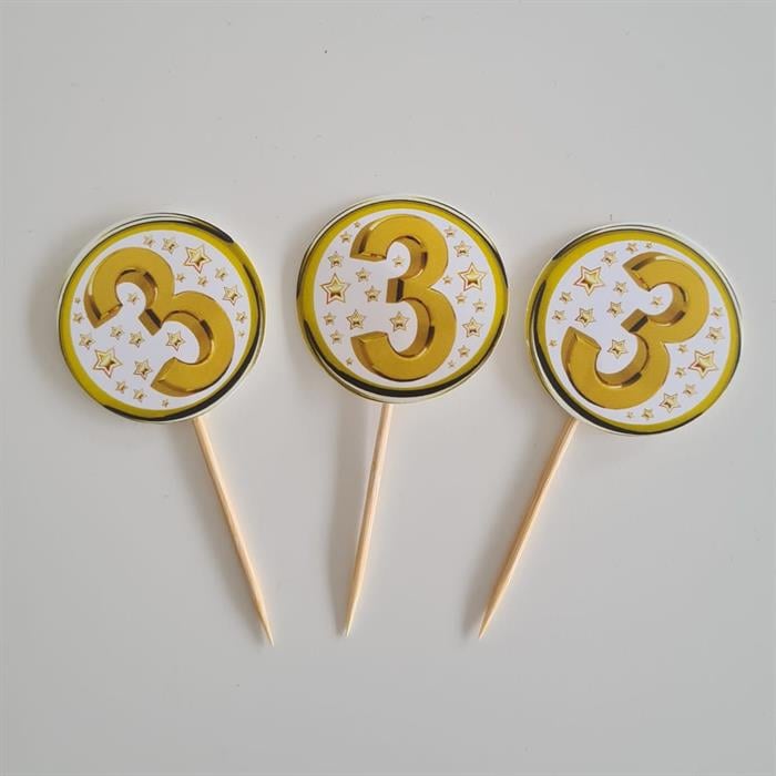 3 Yaş Gold Yıldızlı Kürdan Süs 20'li