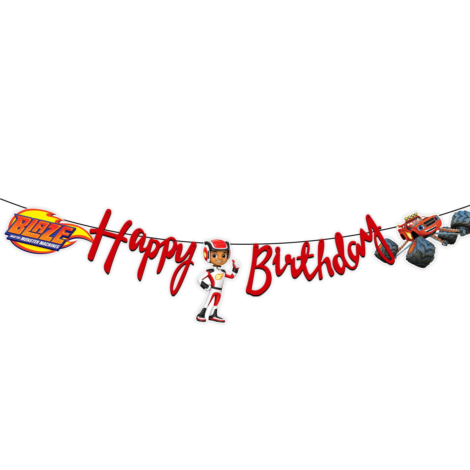Blaze ve Yol Canavarları Temalı Happy Birthday Kaligrafi