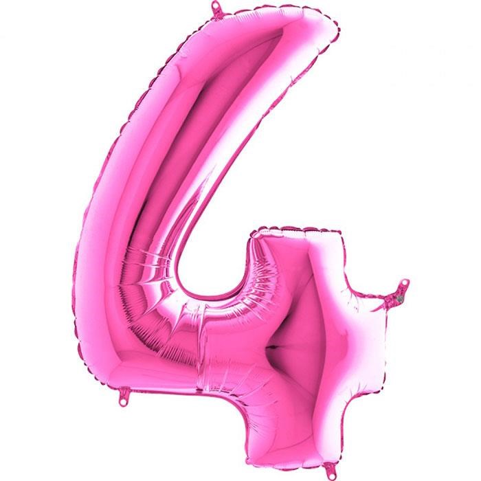 4 Rakam Fuşya Folyo Balon 1 Metre