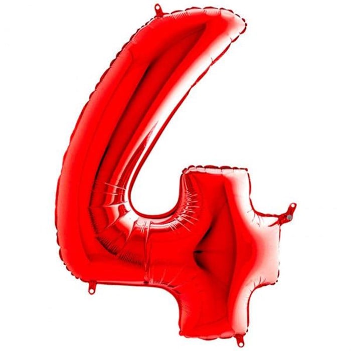 4 Rakam Kırmızı Folyo Balon - 1 Metre