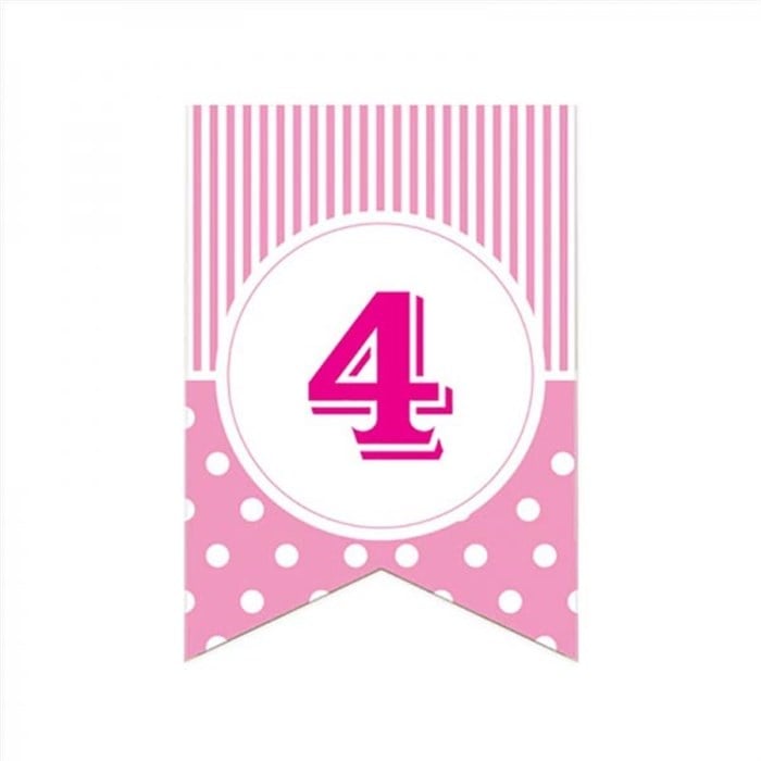 4 Rakam Puantiyeli Pembe Afiş