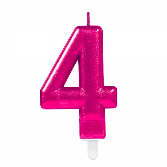 4 Yaş Işıltılı Fuşya Mum