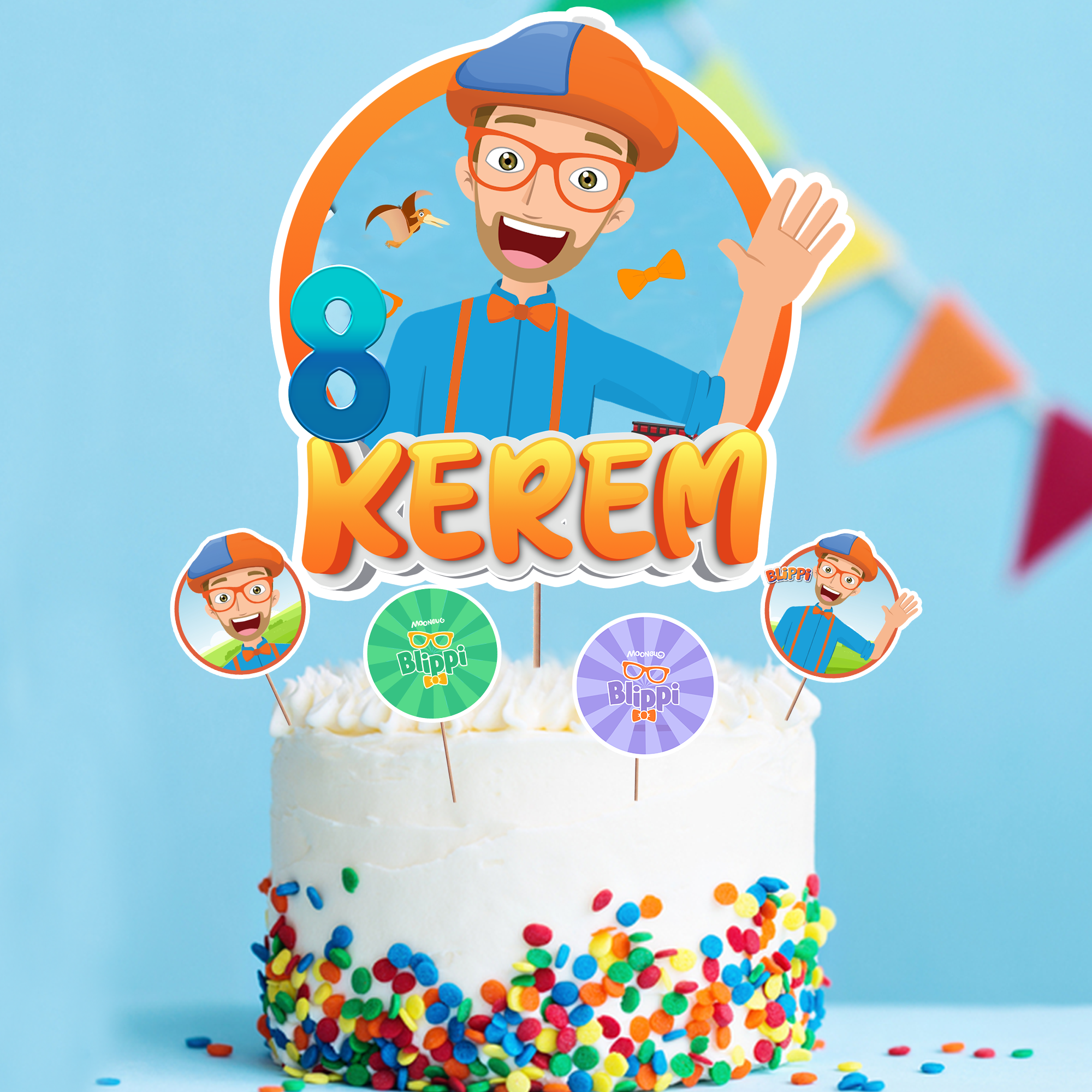 Kişiye Özel Blippi Temalı Pasta Süsü Seti