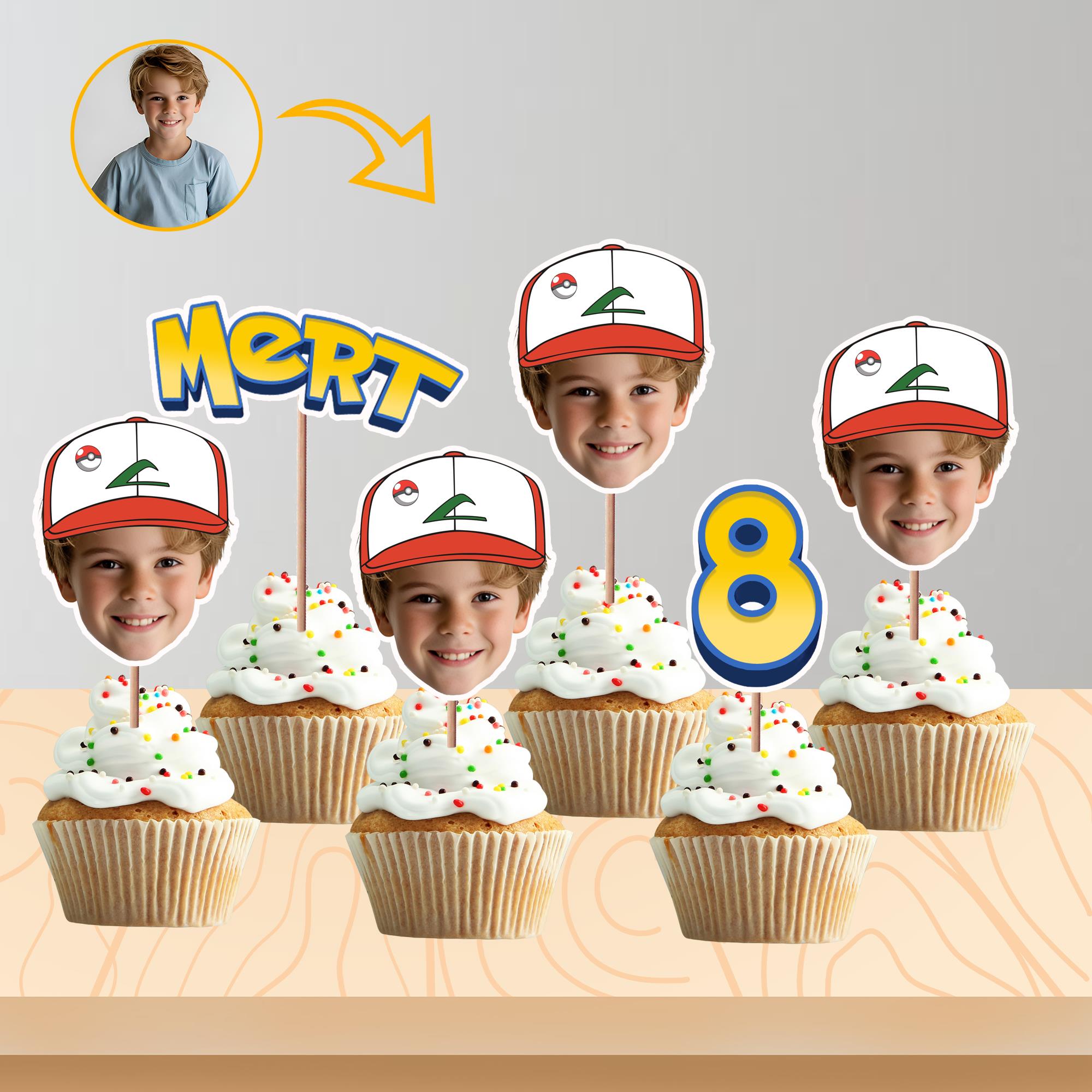 Kişiye Özel İsimli ve Yaş Seçenekli Pokemon Temalı Kafa Kürdan 8'li Set