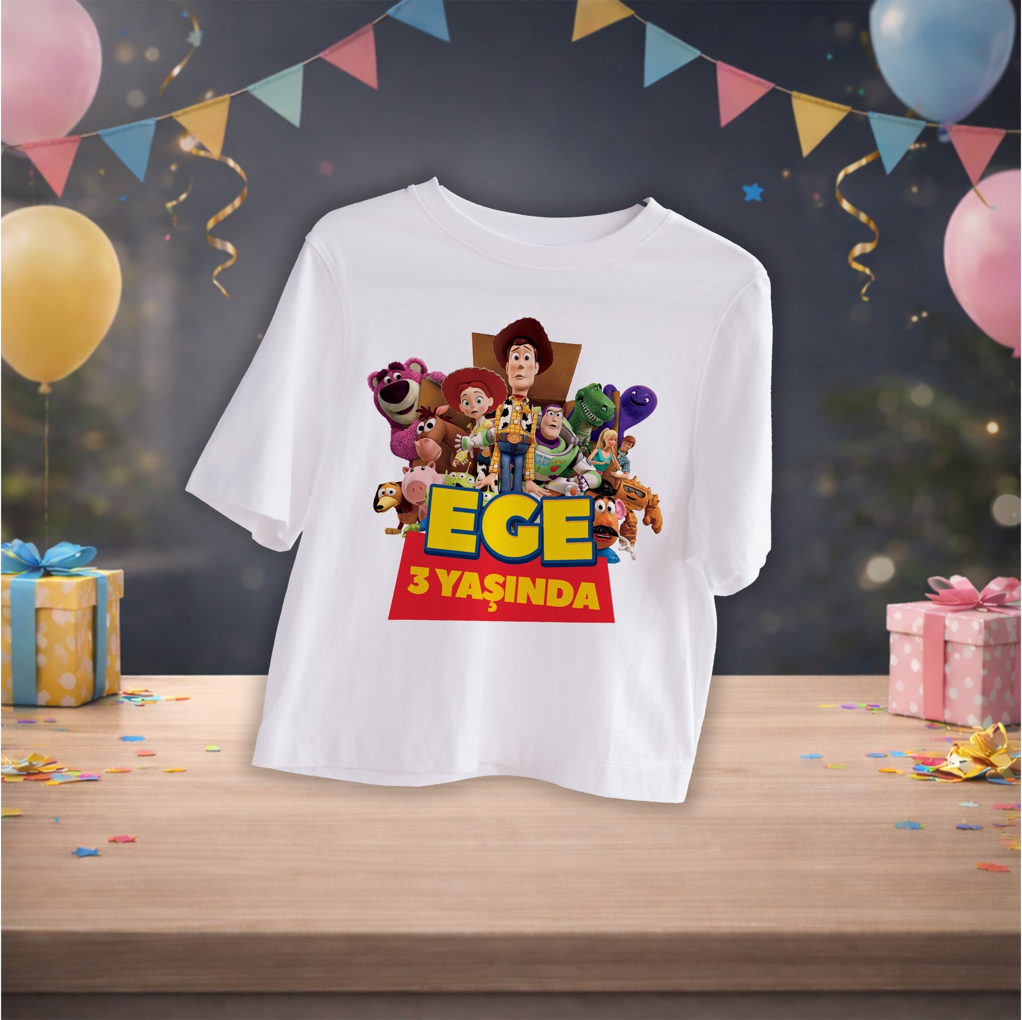 Toy Story Temalı Kişiye Özel T-Shirt Beyaz