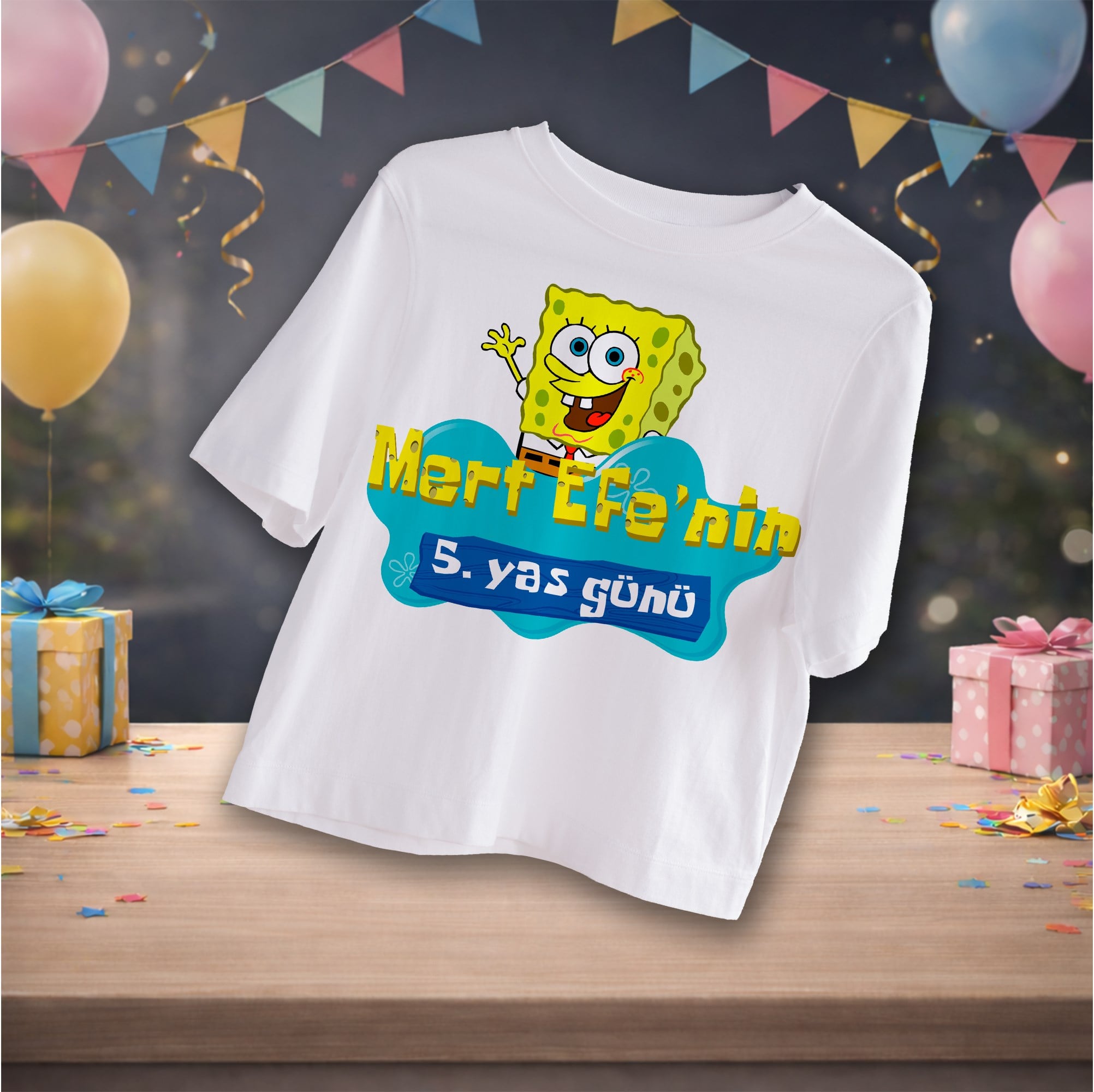 Sünger Bop Temalı Kişiye Özel T-Shirt