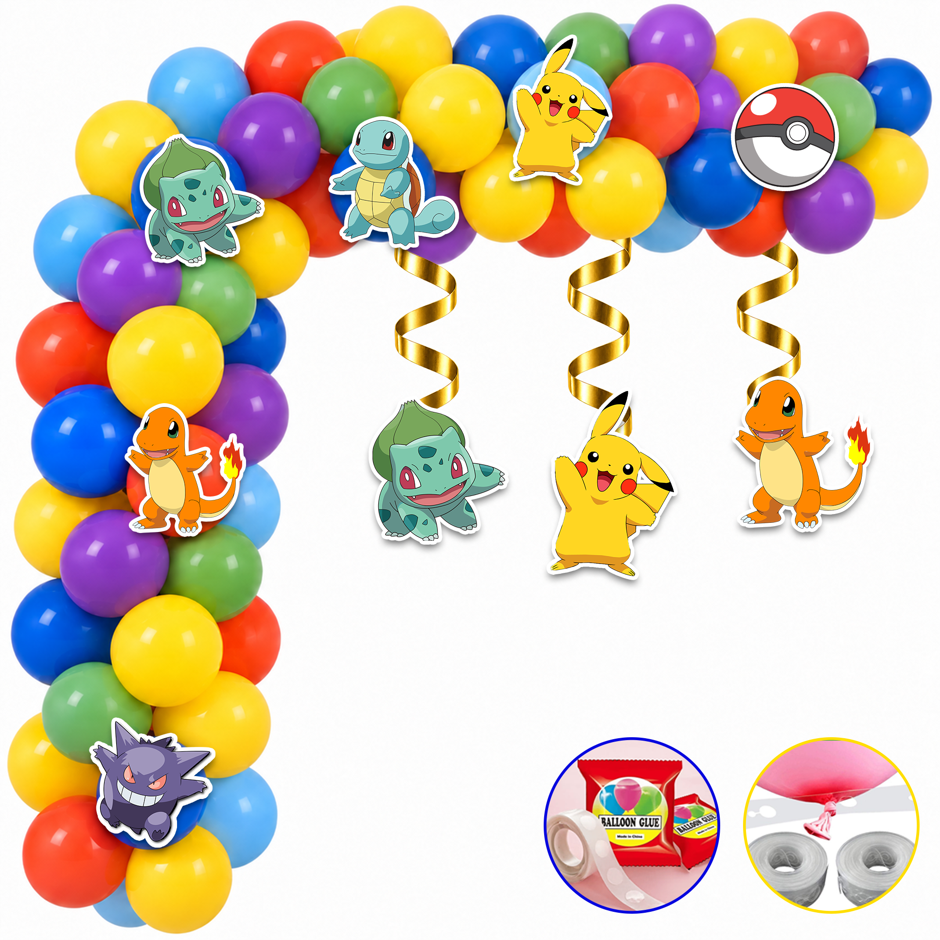 Pokemon Temalı Balon Zincir Seti 3 Mt