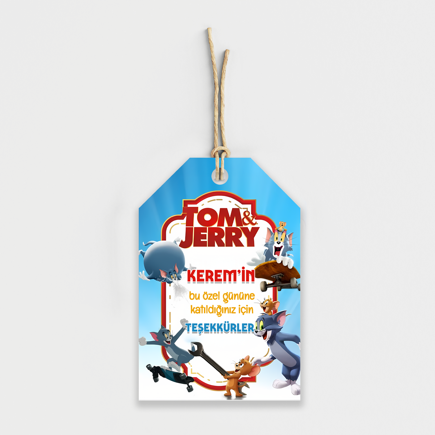 Tom ve Jerry Temalı Kişiye Özel Teşekkür Kartı 8'li