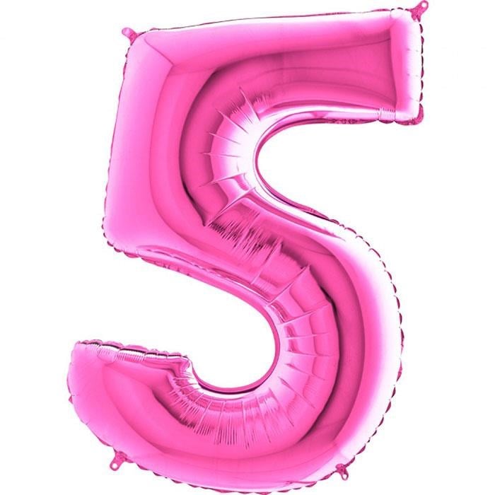 5 Rakam Fuşya Folyo Balon