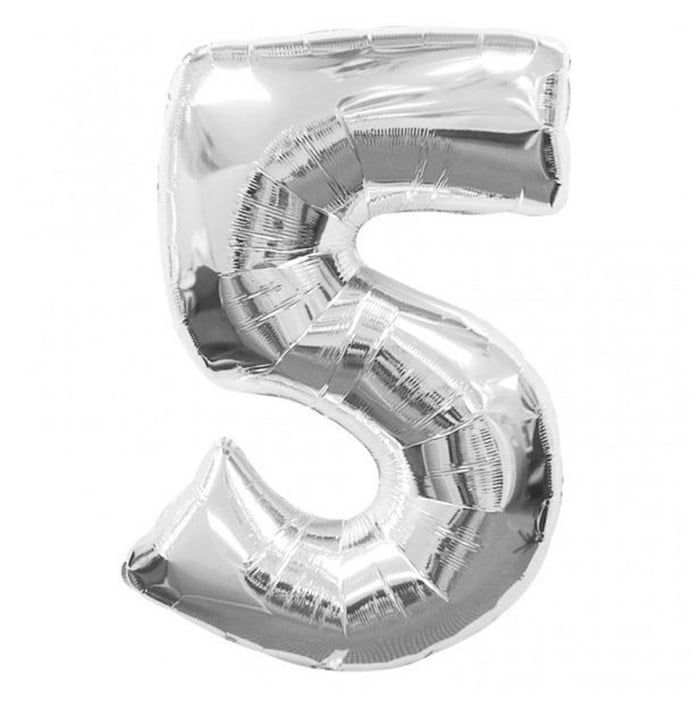 5 Rakam Gümüş Folyo Balon 1 Metre