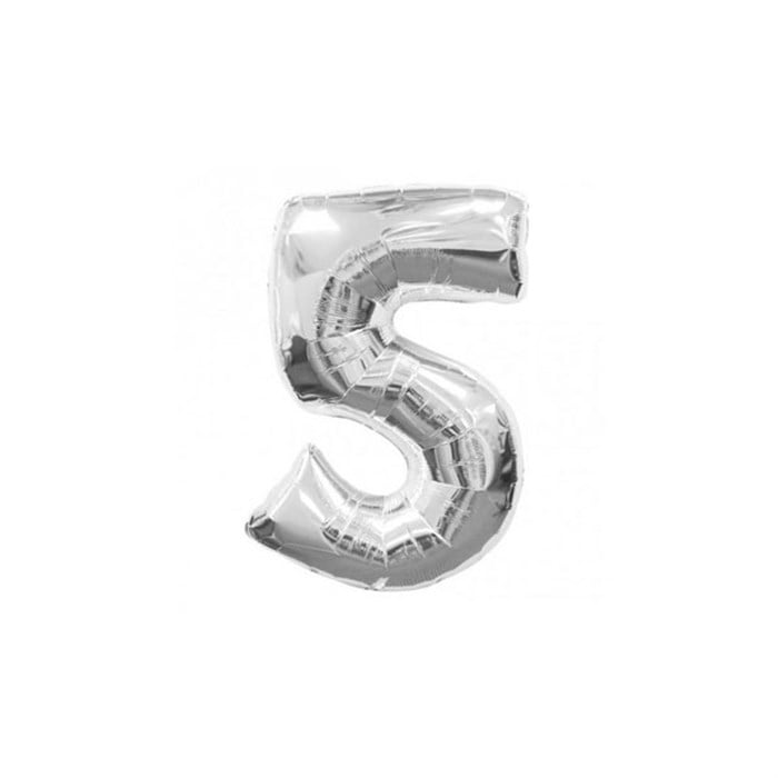 5 Rakam Gümüş Folyo Balon 40 cm