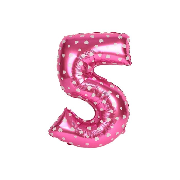5 Rakam Pembe Kalpli Folyo Balon 40 cm