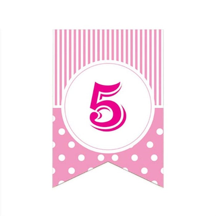 5 Rakam Puantiyeli Pembe Afiş