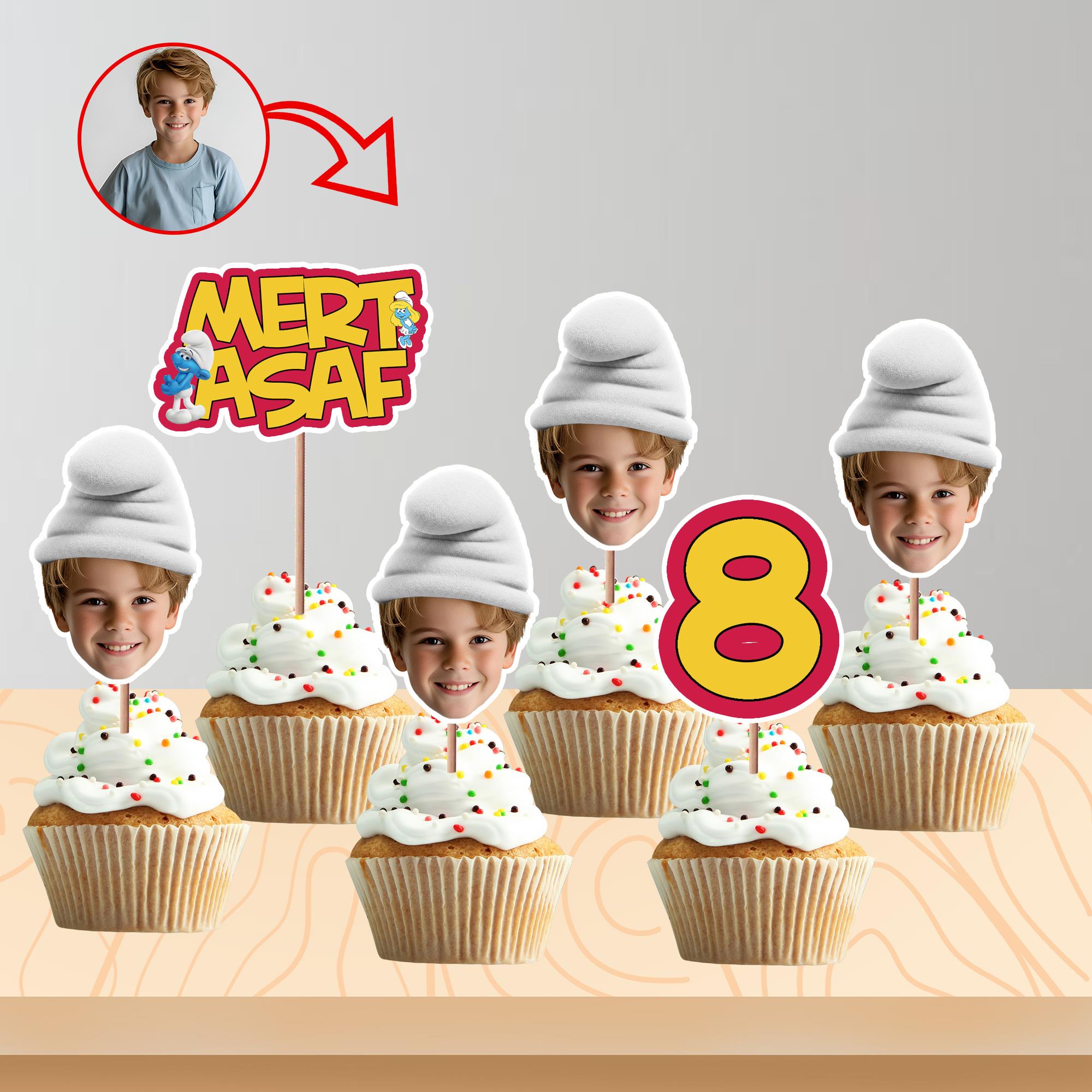 Kişiye Özel Şirinler Kafa Kürdan 8'li Set