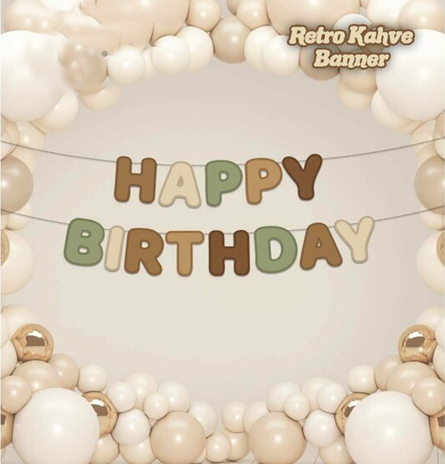 RetroTemalı Happy Birthday Kaligrafi