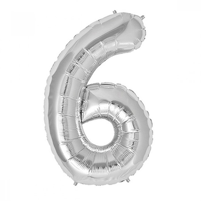 6 Rakam Gümüş Folyo Balon 1 Metre