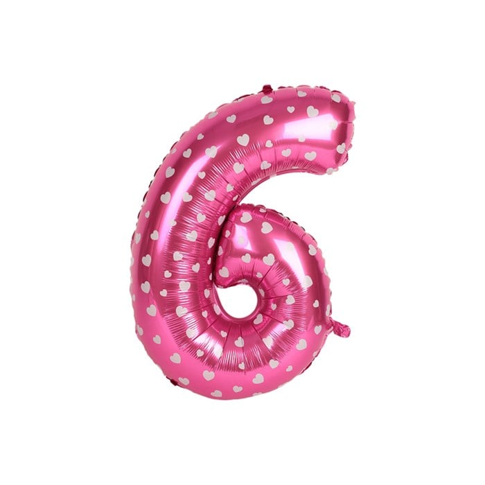 6 Rakam Pembe Kalpli Folyo Balon 40 cm