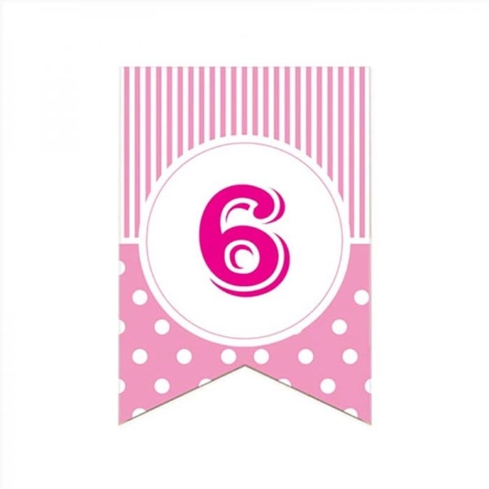 6 Rakam Puantiyeli Pembe Afiş