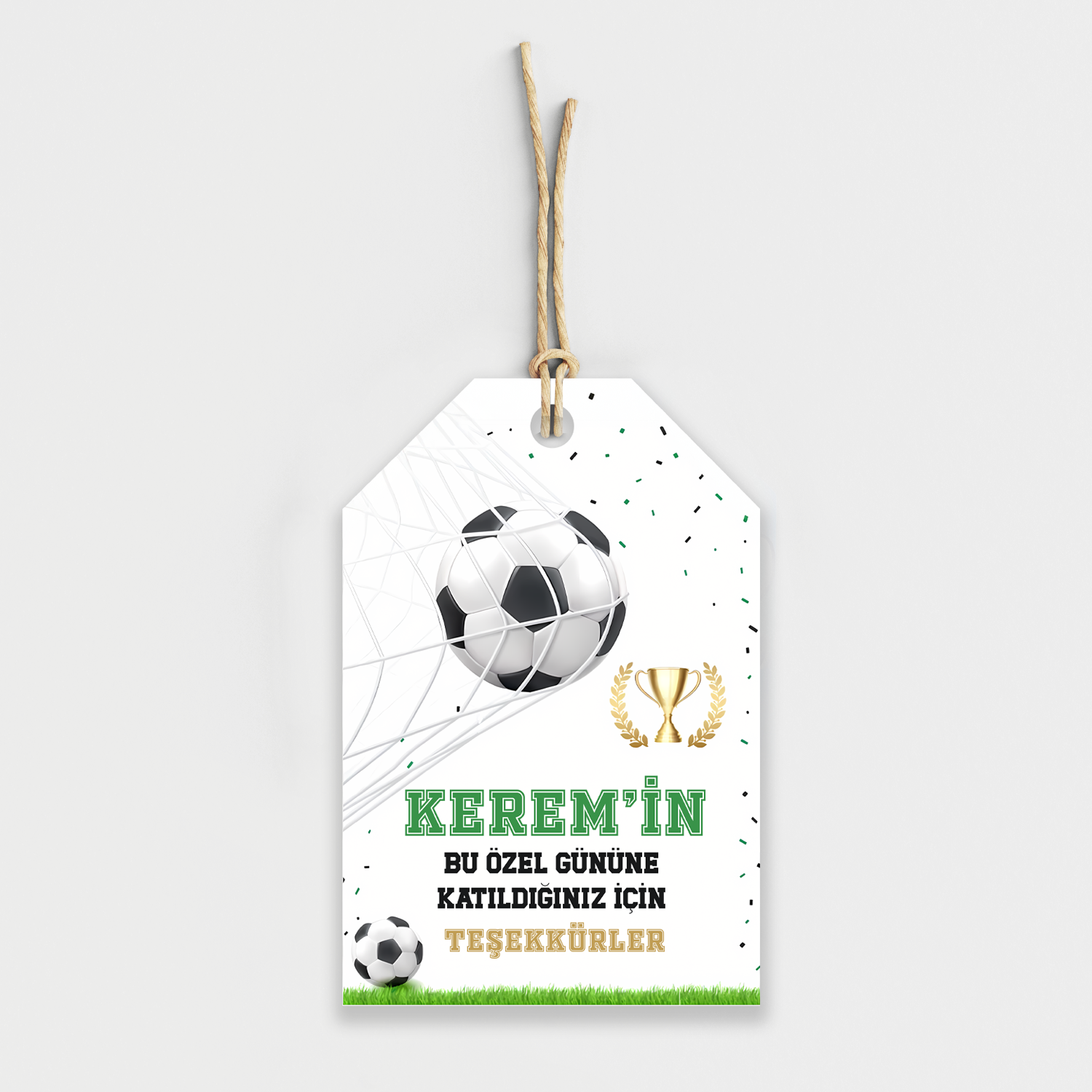 Futbol Temalı Kişiye Özel Teşekkür Kartı 8'li