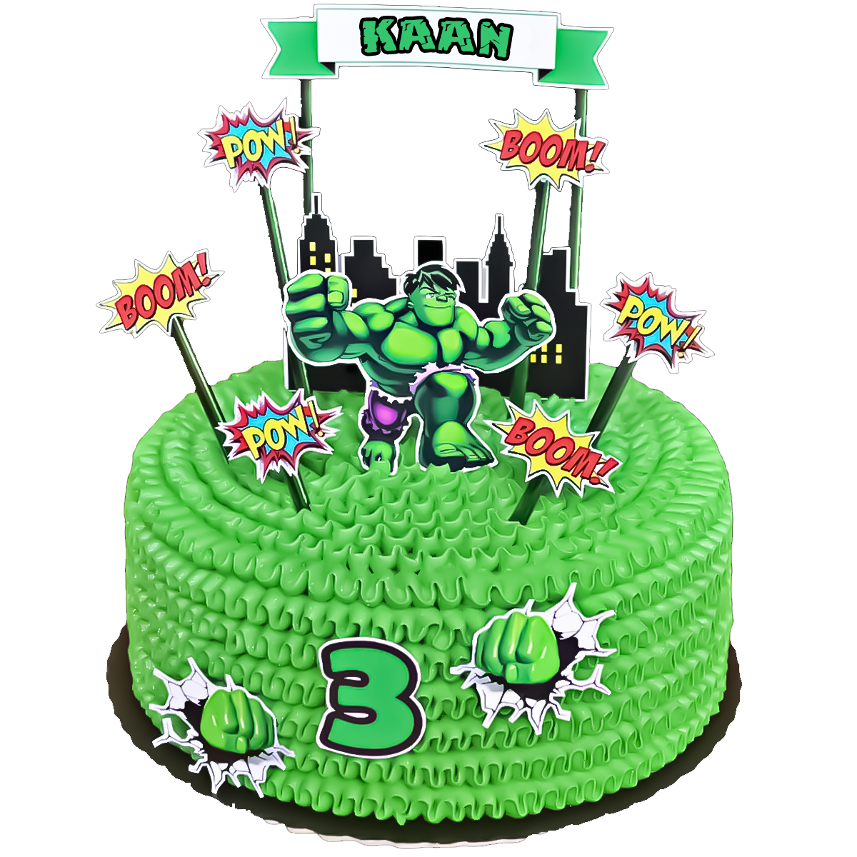 Kişiye Özel Hulk İsimli Pasta Süsü Seti