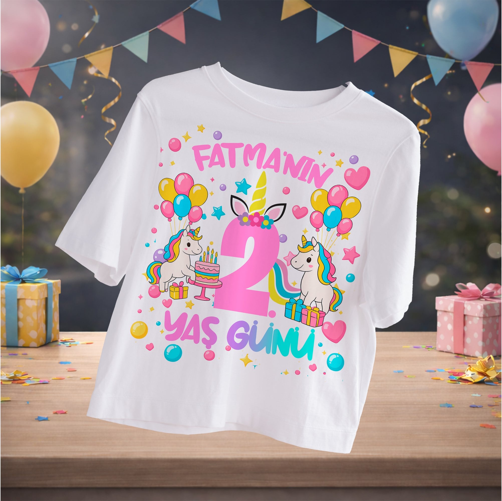 Unicorn Temalı Kişiye Özel T-Shirt