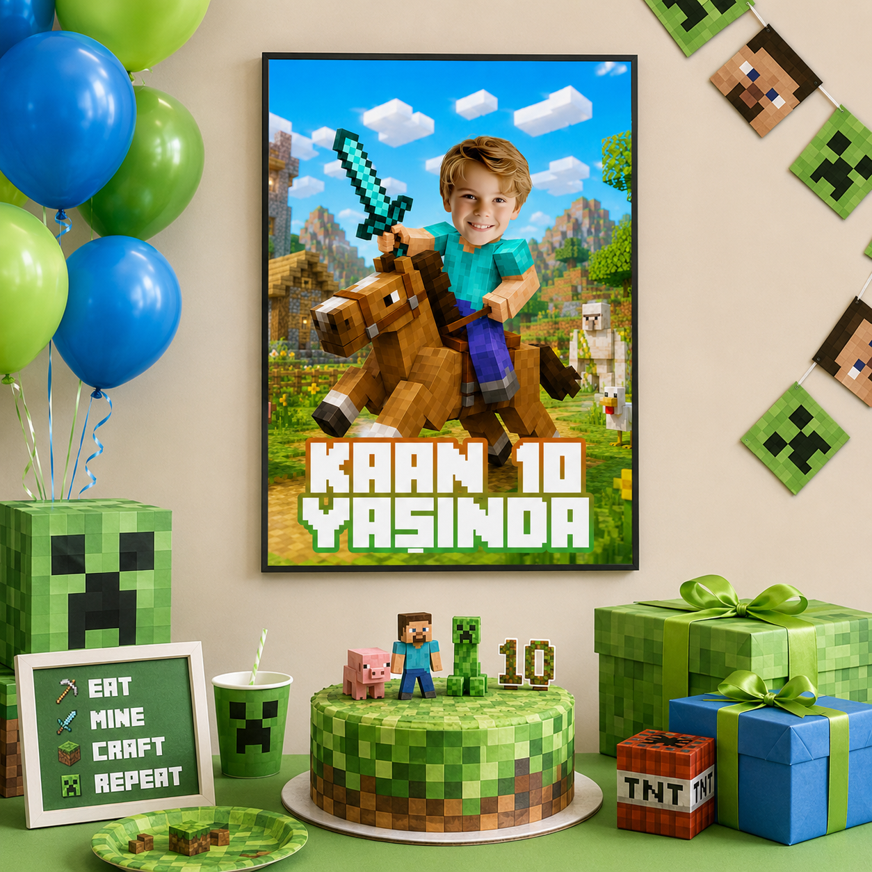 Minecraft Temalı Kişiye Özel Poster