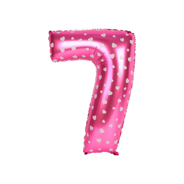 7 Rakam Pembe Kalpli Folyo Balon 40 cm