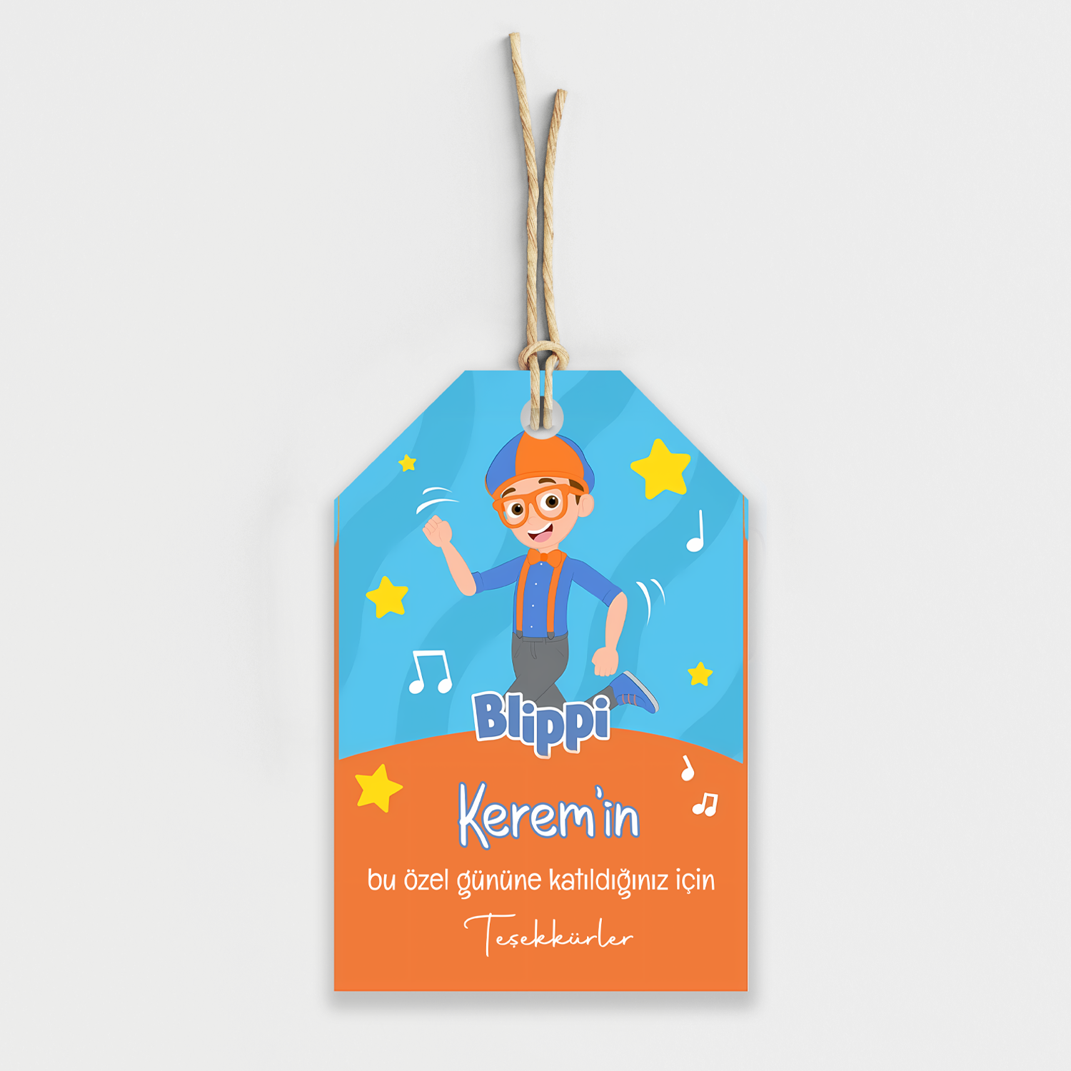 Blippi Temalı Kişiye Özel Teşekkür Kartı 8'li