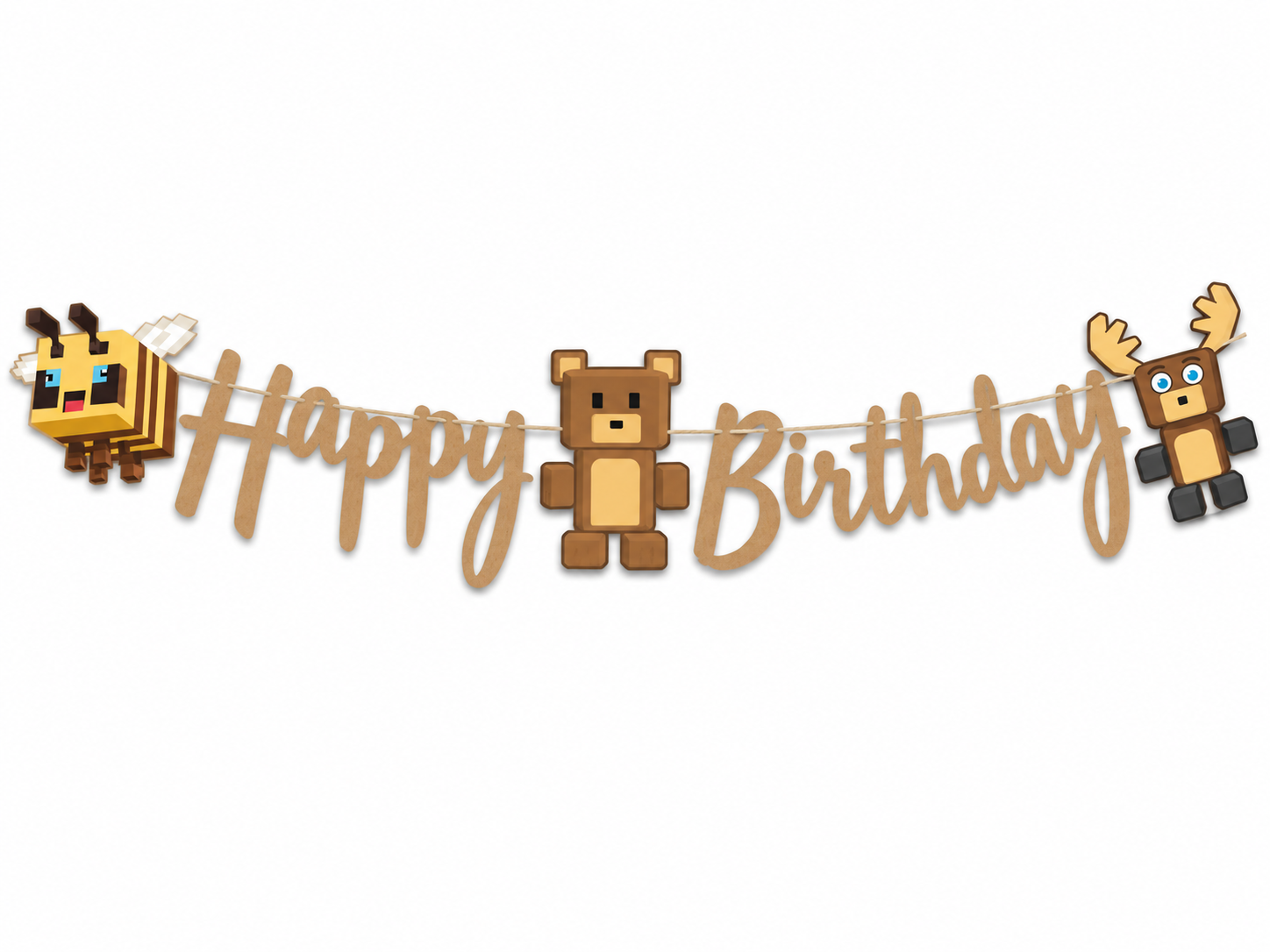 Super Bear Adventure Temalı Happy Birthday Kaligrafi