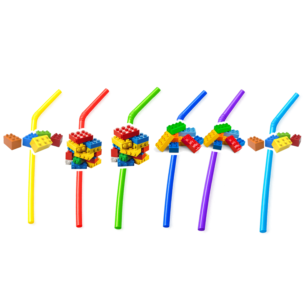 Bloklar Temalı Plastik Pipet