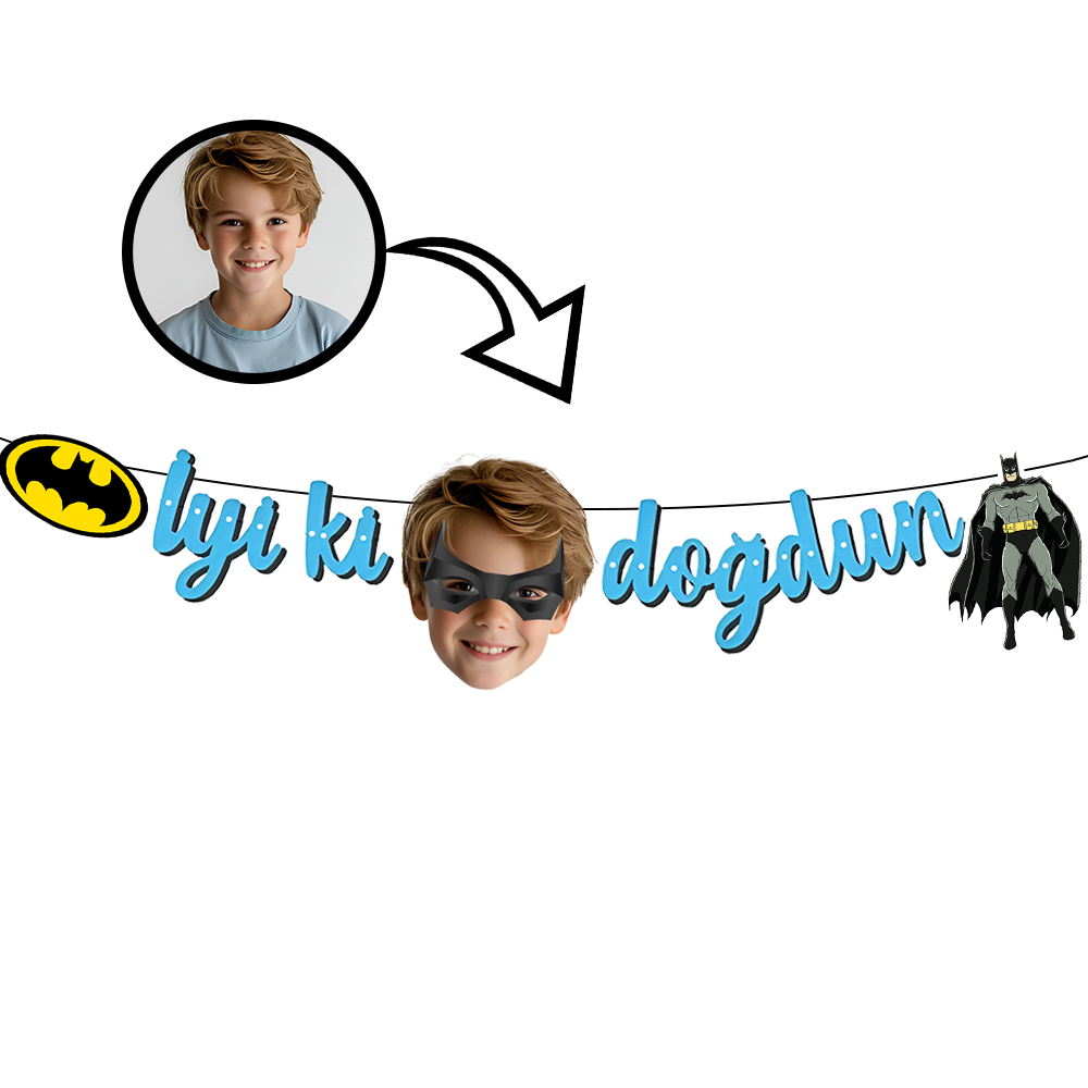 Kişiye Özel Batman Temalı Happy Birthday Afiş Banner