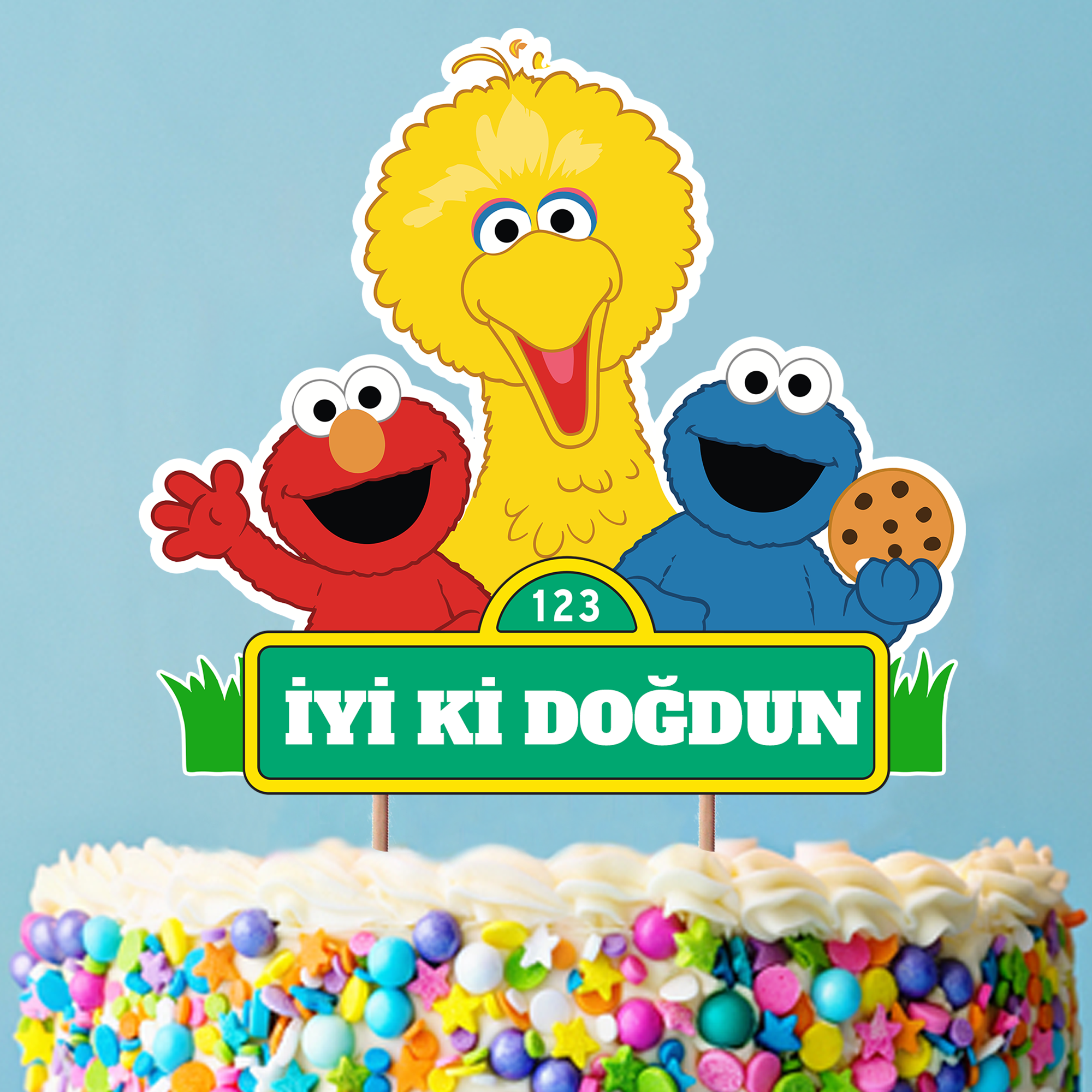 Susam Sokağı Temalı Konseptli Çubuk Pasta Süsü