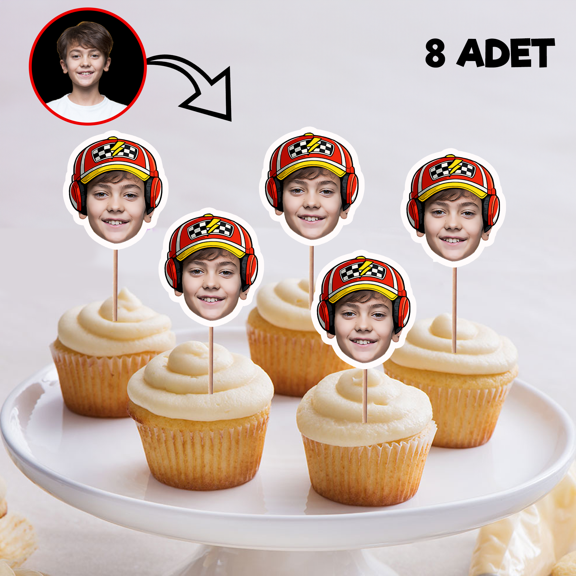 Kişiye Özel Cars Arabalar Mouse Kafa Kürdan 8'li Set