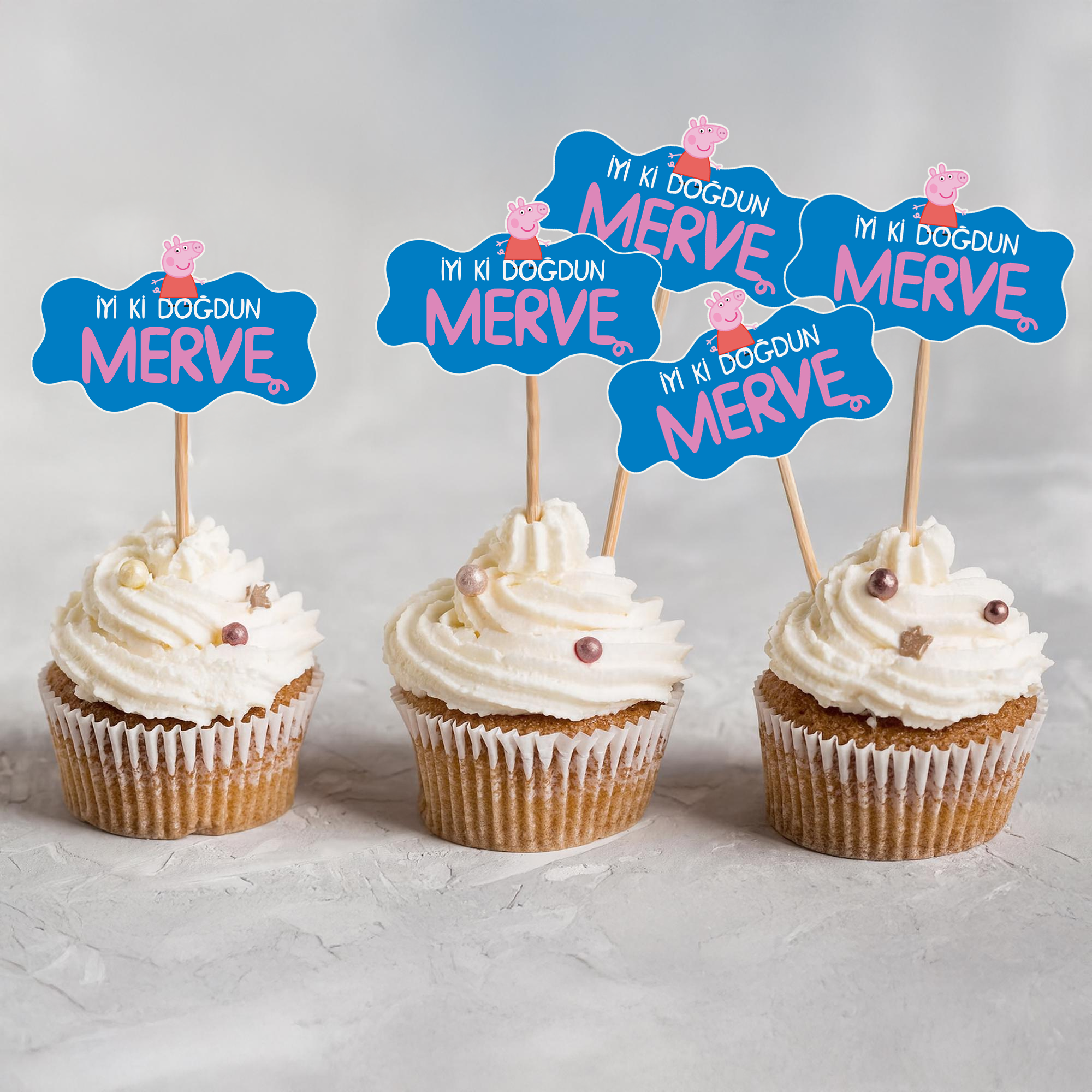 Peppa Pig Temalı Kişiye Özel İsimli Kürdan 8'li