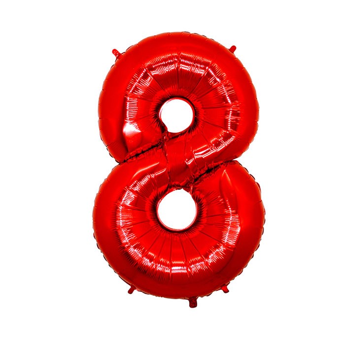 8 Rakam Kırmızı Folyo Balon 40 cm