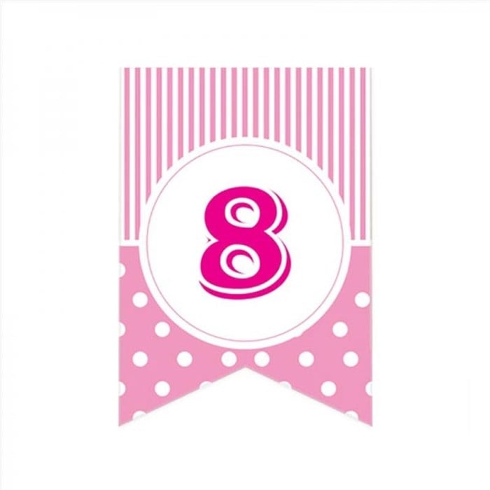 8 Rakam Puantiyeli Pembe Afiş