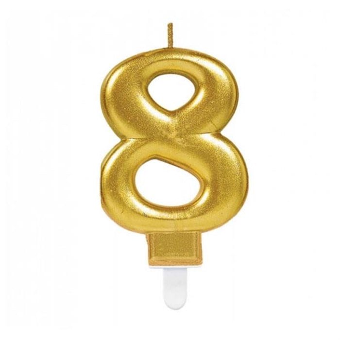 8 Yaş Rakam Işıltılı Gold Mum