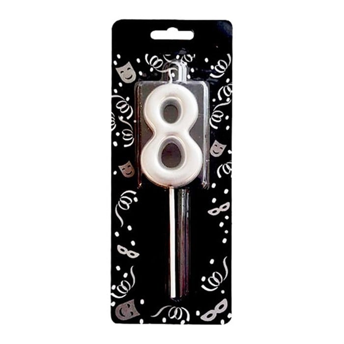 8 Yaş Rakam Lüks Gümüş Mum