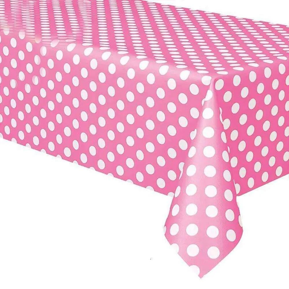 Pembe Beyaz Puantiyeli Masa Örtüsü