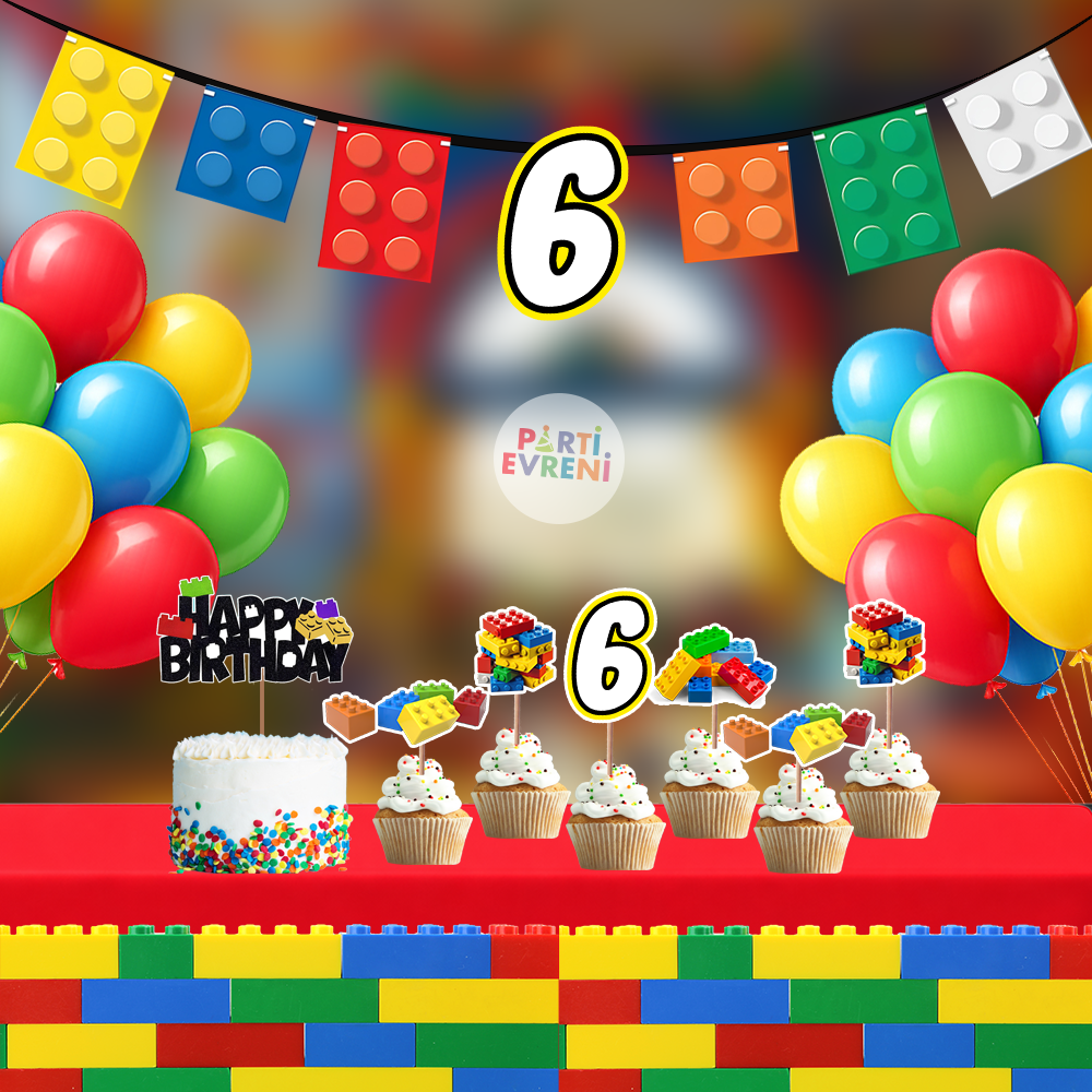 Bloklar Doğum Günü Seti | Yaş Seçenekli Afiş, Pasta Süsü Seti, Balon