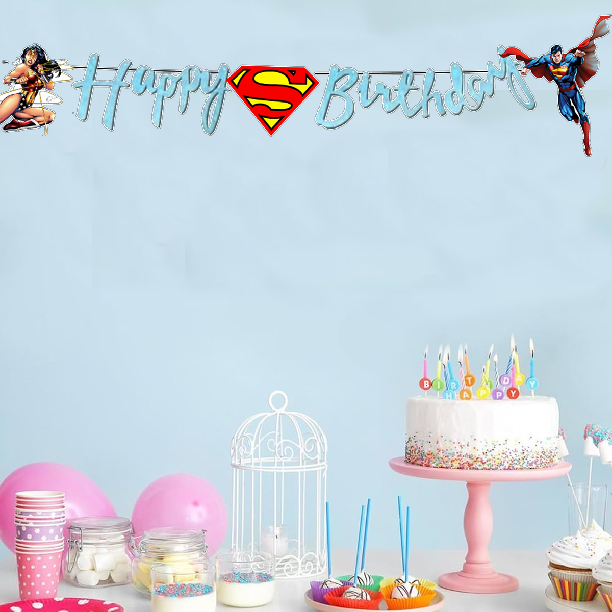 Superman Temalı Happy Birthday Kaligrafi